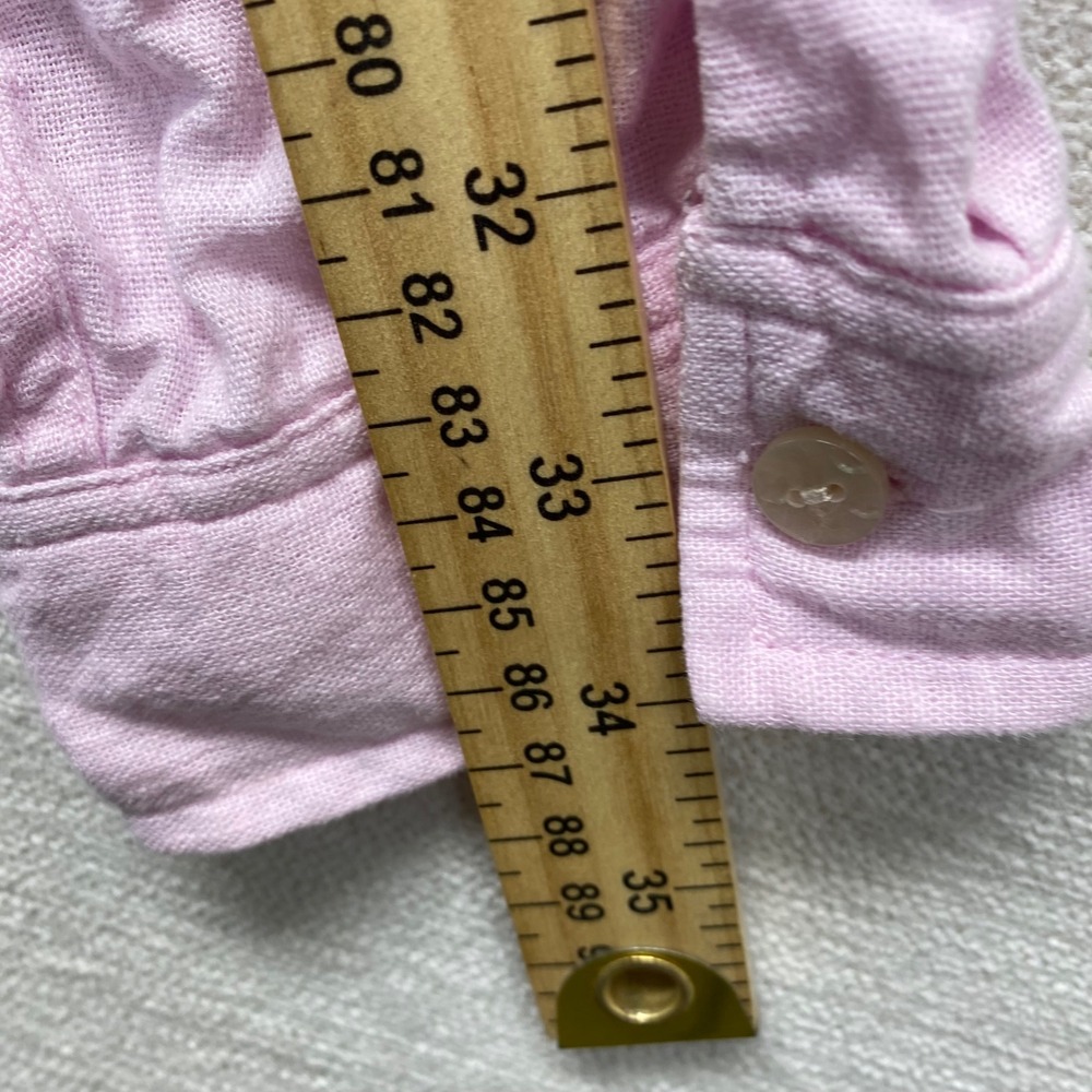 Orvis Pink Linen Blend Long Sleeve Roll Tabs Button Front Shirt‎ Women XXL - Picture 8 of 10
